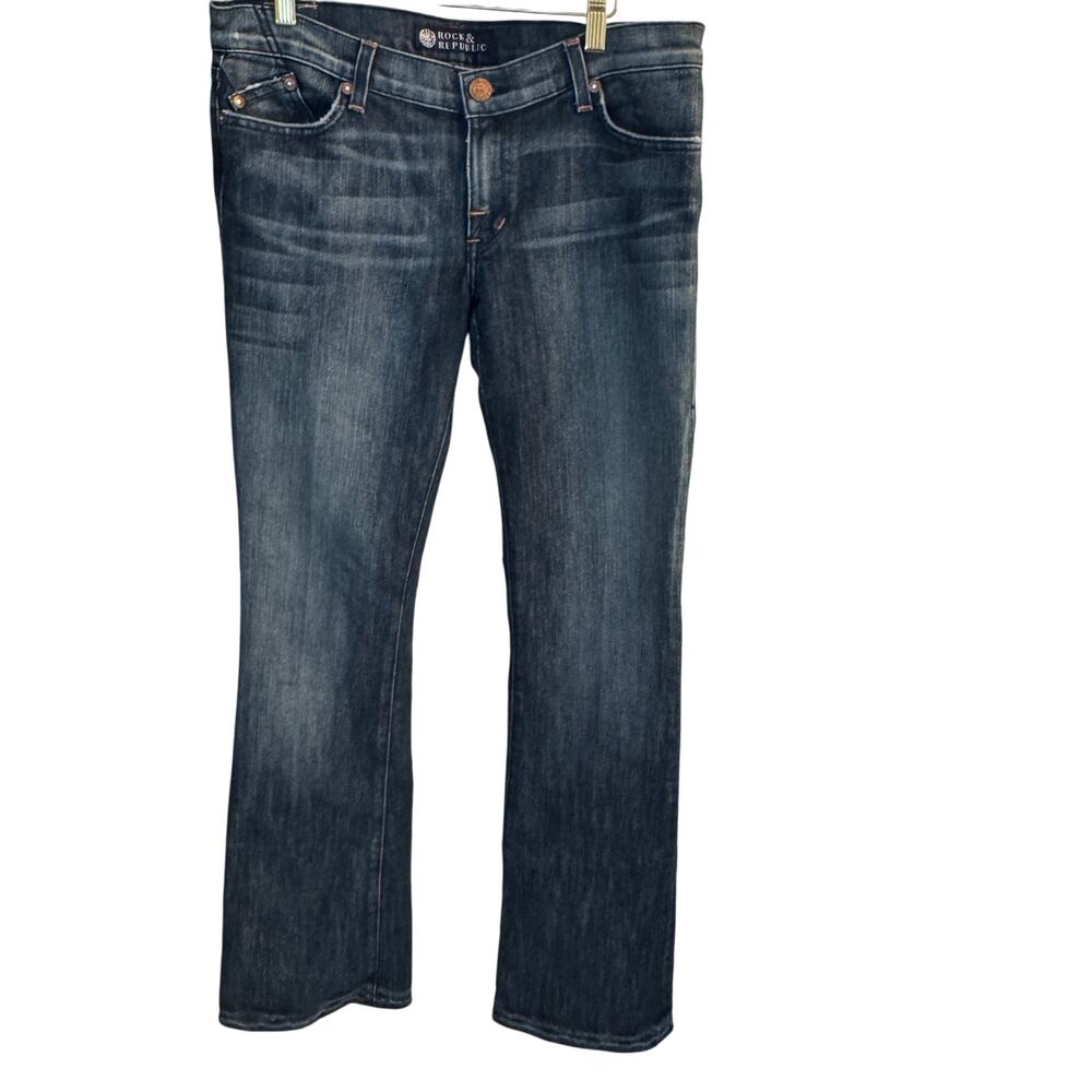 Rock & Republic Jeans Women's 30  Blue‎ Dark Wash Roth Flared Denim